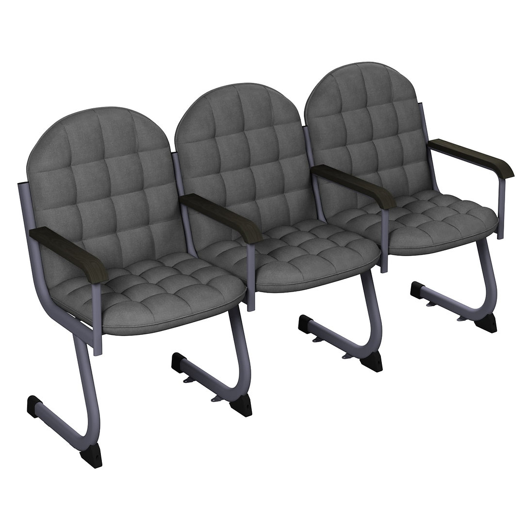 Крісло для актового залу м'яке 3-місне (тканина),на плоскоовальній трубі,АЛМАНТ,1810х646х995 мм.